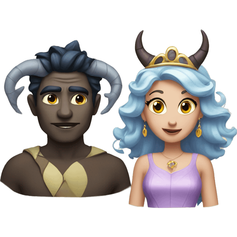 a princess and a monster with horns emoji