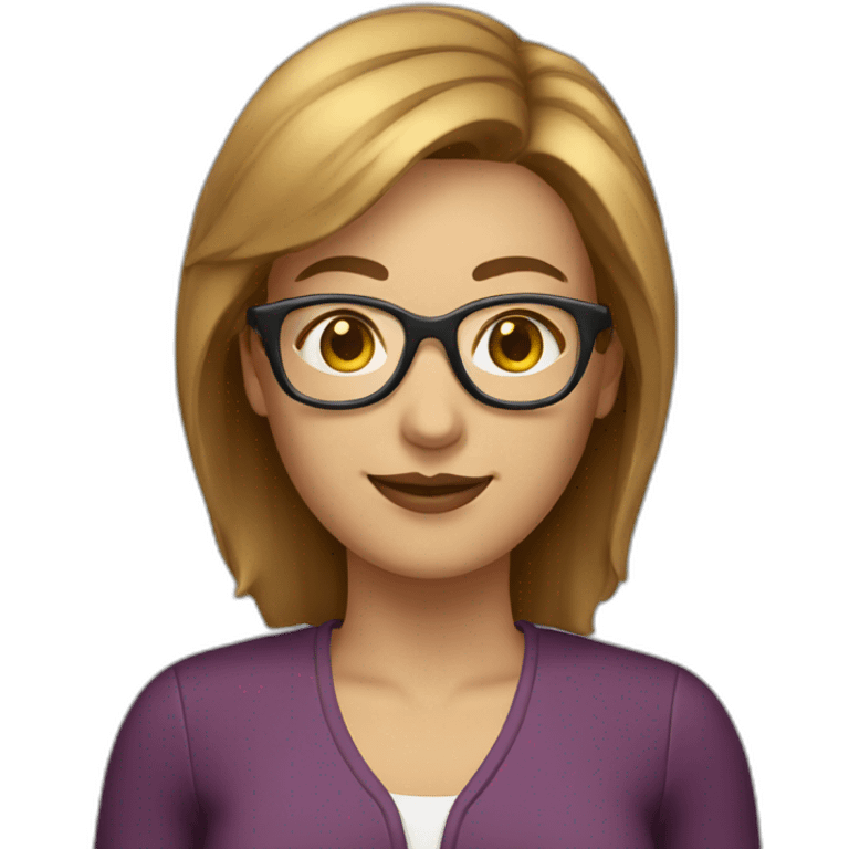 a woman medium short light brown hair with golden glasses teacher emoji