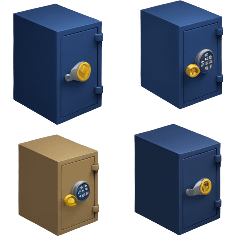 3d open isometric small safe in dark blue emoji