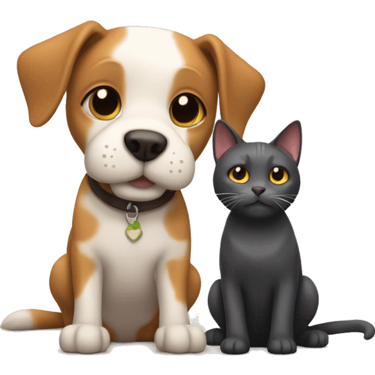 dog and cat being friends emoji