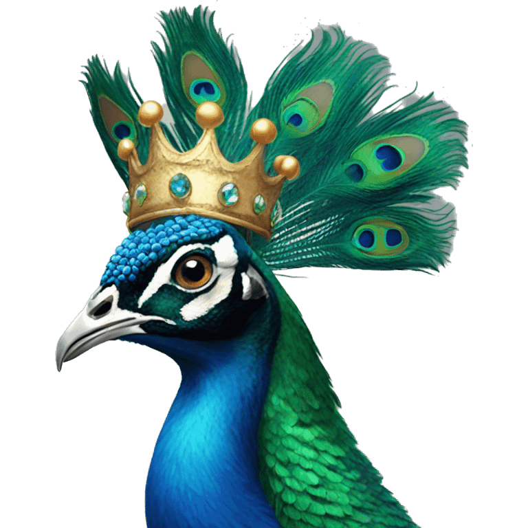 peacock wearing a crown emoji