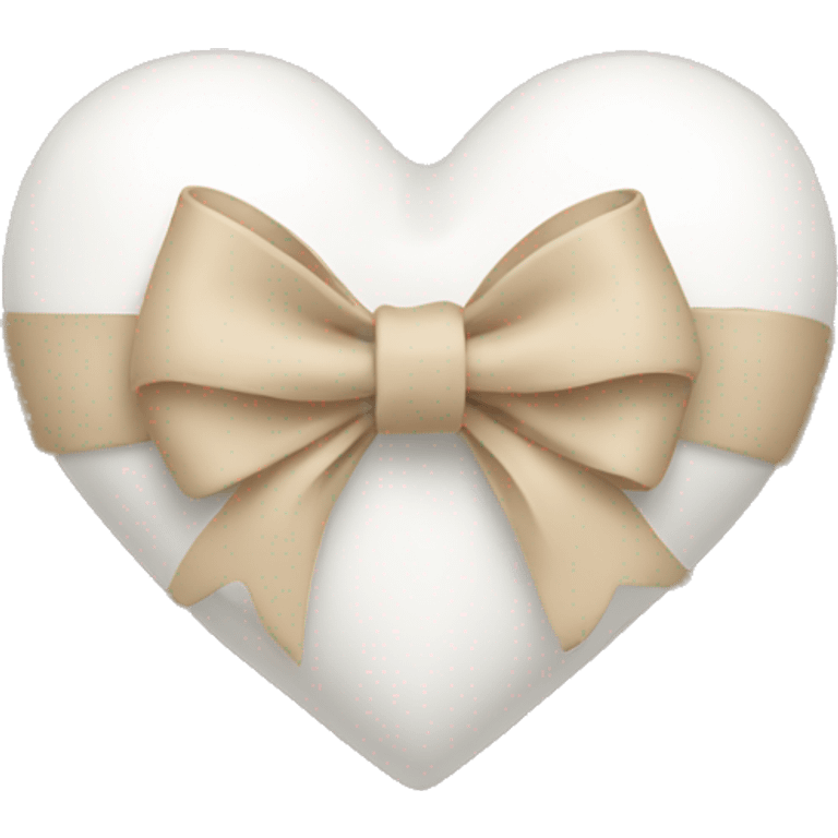 white heart with beige bow emoji