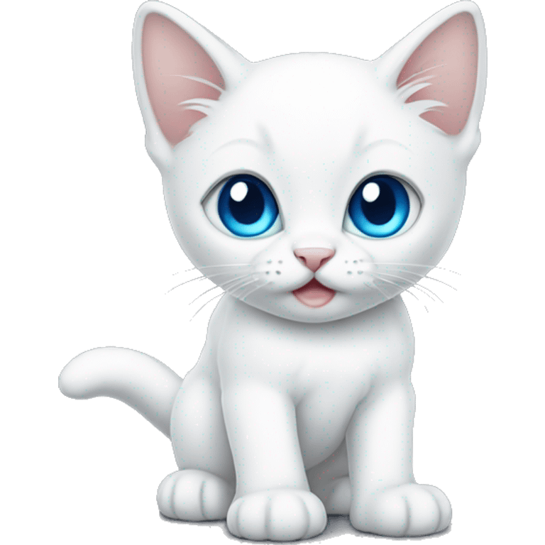 white kitten with blue eyes full body emoji