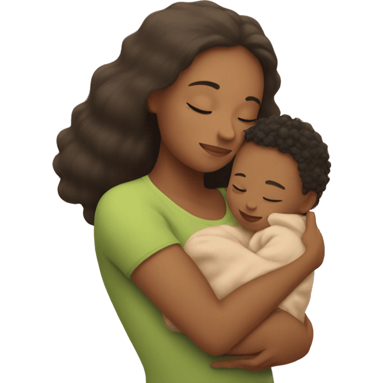 Baby cuddles with mom emoji