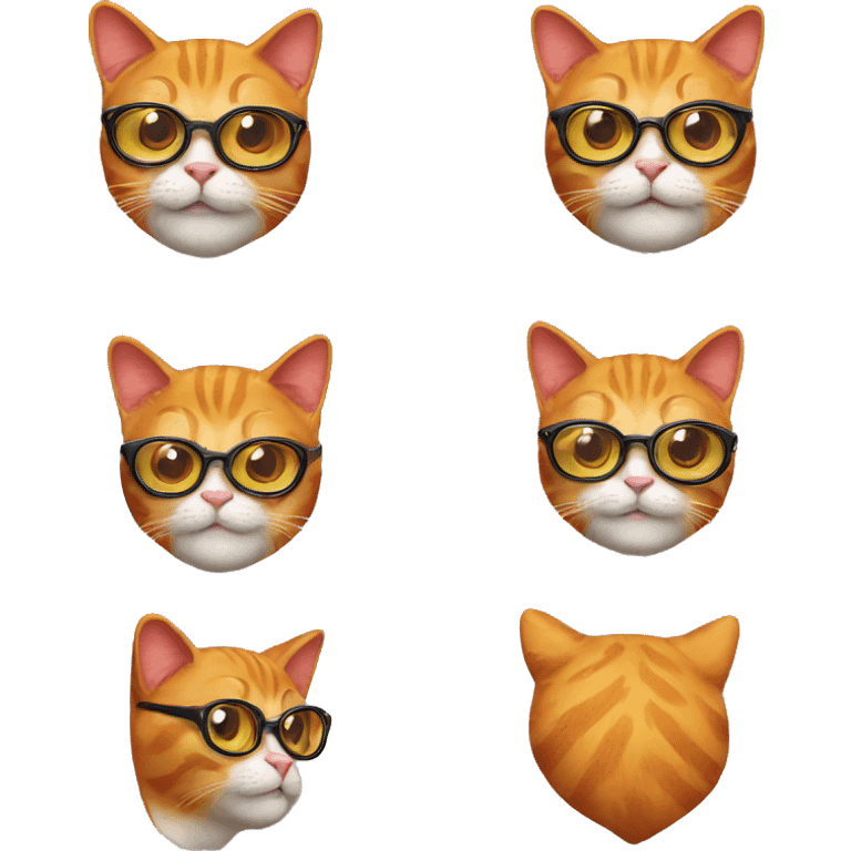 Red cat wearing yellow heart shaped glasses emoji