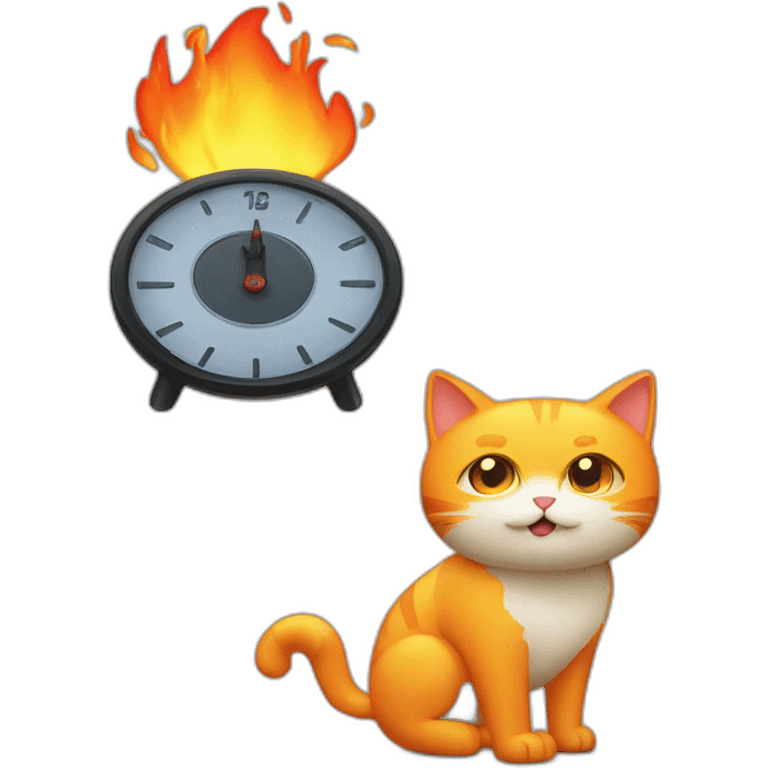 five minute timer and fire cat emoji