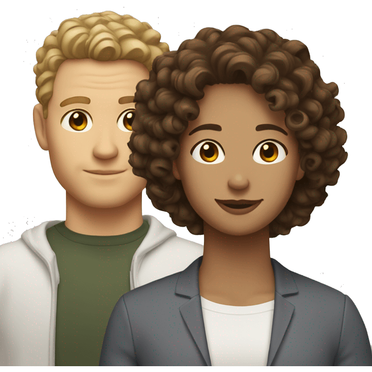 white man Brown curly hair and white woman Brown shoulder length hair emoji