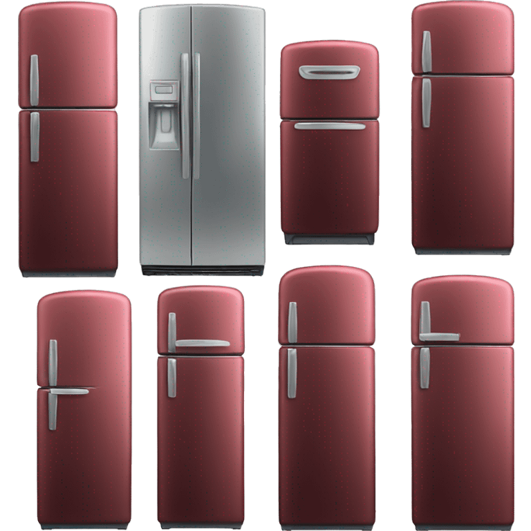 Realistic metallic dark red fridge isolated.  emoji