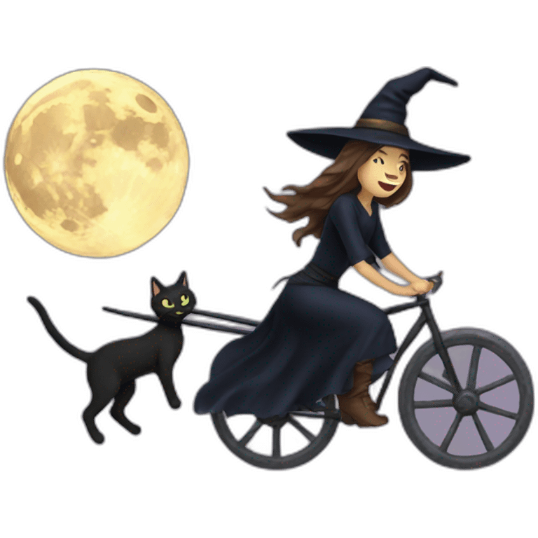 Witch-with-a-cat-riding-a-moon emoji