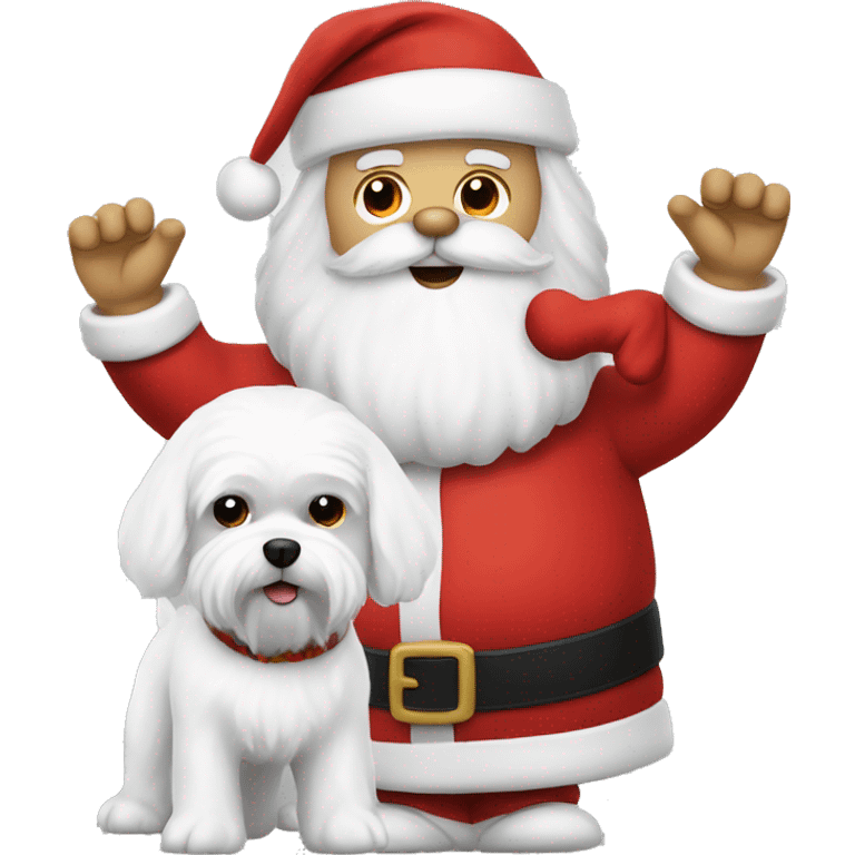  white maltese dog and Santa Claus  emoji