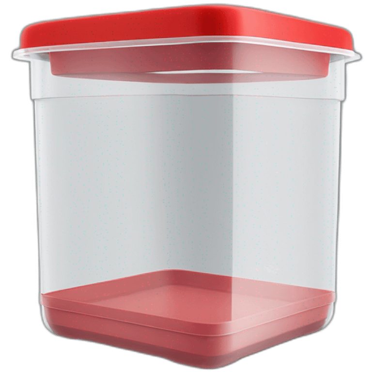 Small commercial kitchen transparent storage container with a red lid emoji