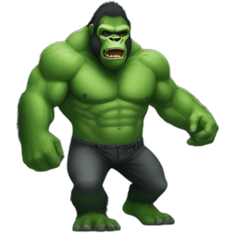 Gorilla becoming green hulk emoji