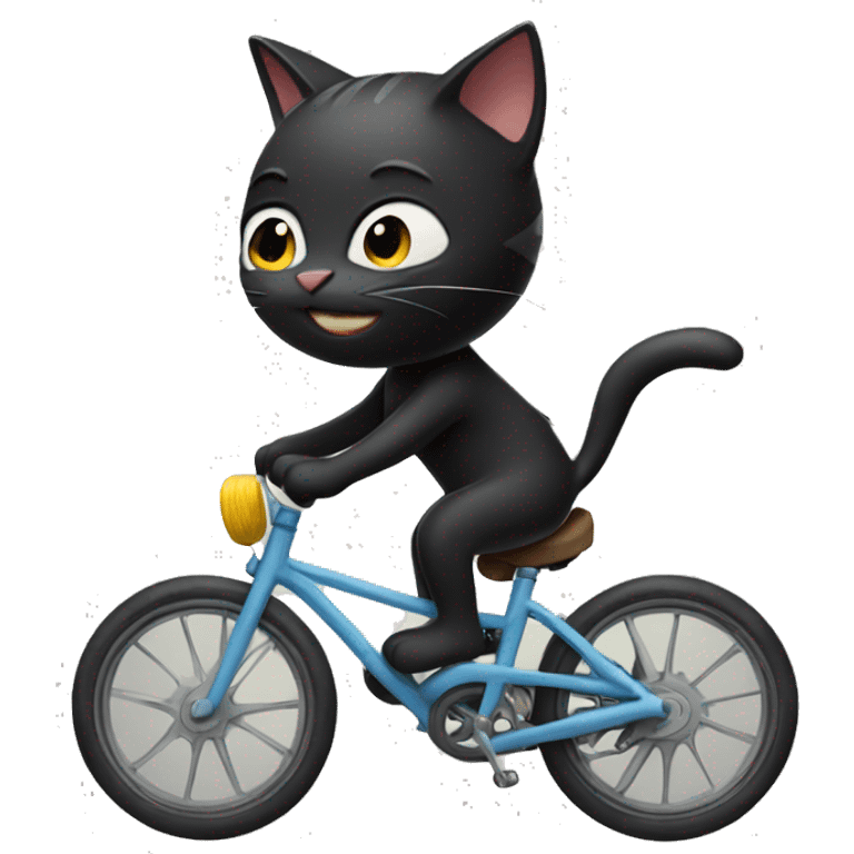 Black cat riding a bike emoji