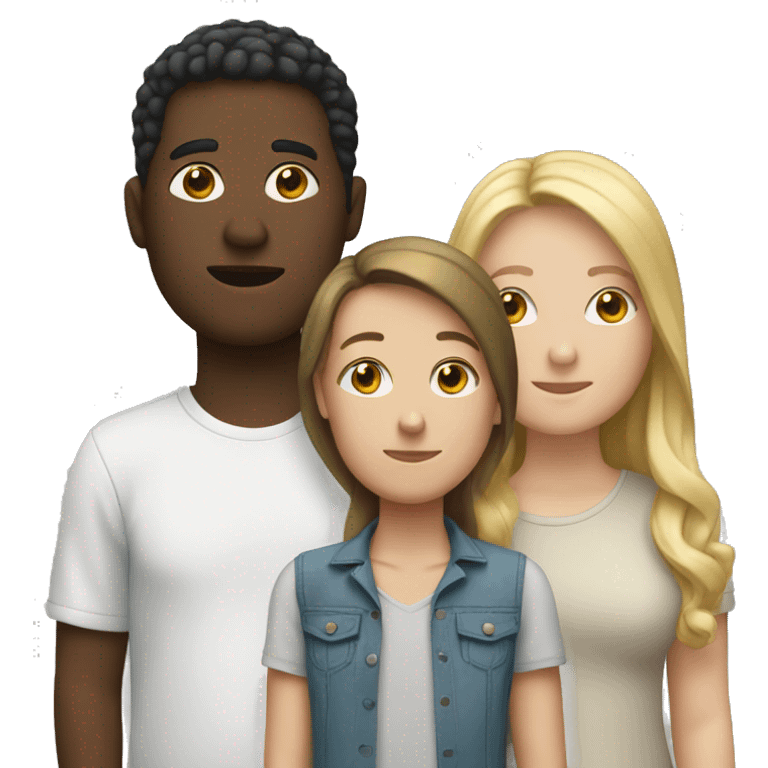 Three white people standing toghether emoji