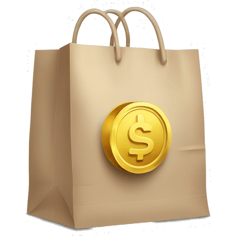 shopping bag with coin emoji