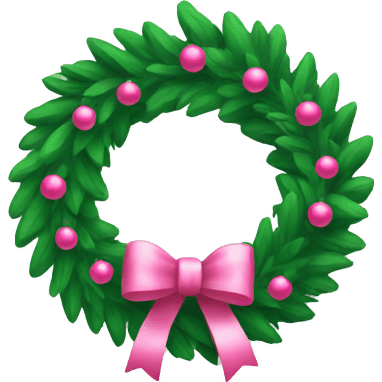 Green Christmas wreath with pink decorations emoji