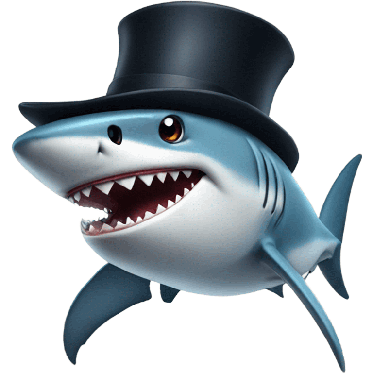 Shark with a top hat emoji