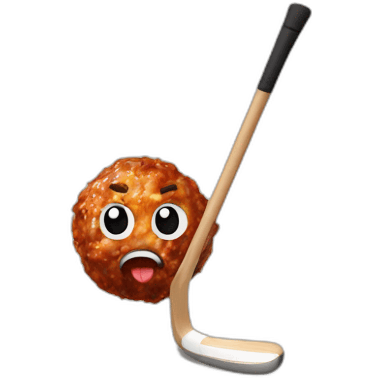 meatball with a hockey stick emoji