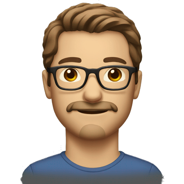 Man with brown hair, brown mustache, beard and glasses emoji