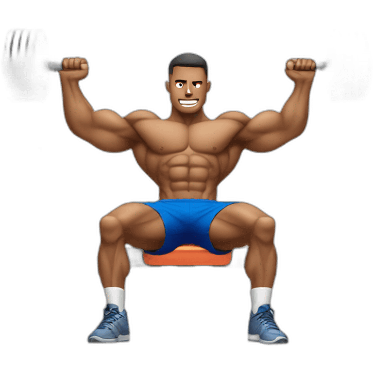 muscular guy does bench press at the gym emoji