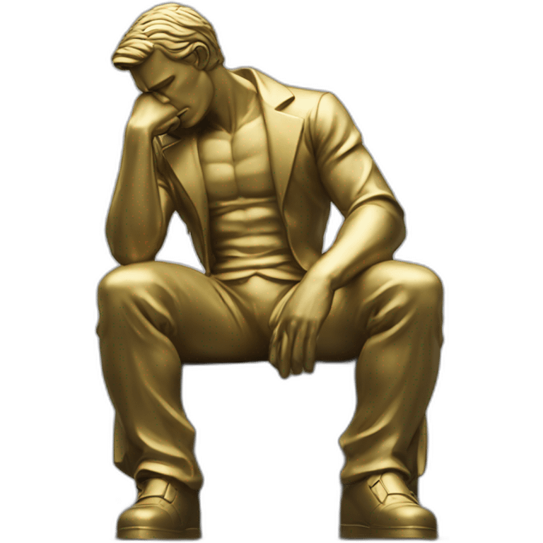 The thinker statue but fully clothed emoji