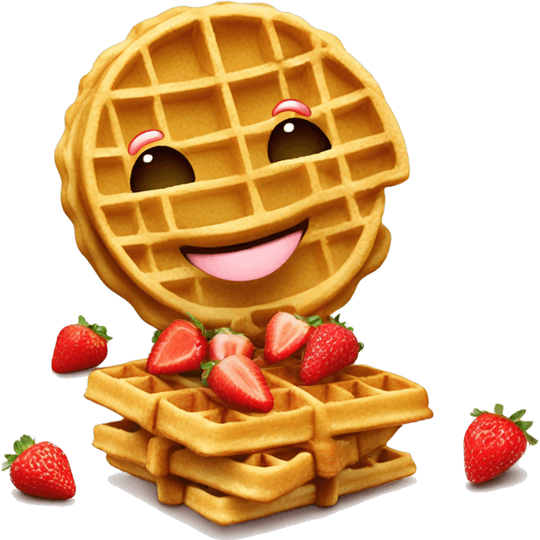 Waffles emoji with strawberries  emoji