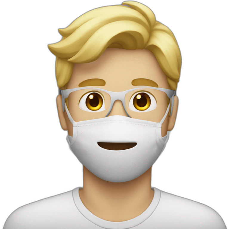 A guy with a blonde hair wearing a mask  emoji