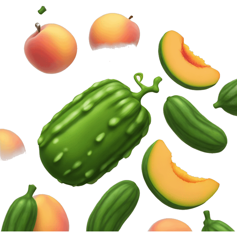 Pickle going into a peach emoji