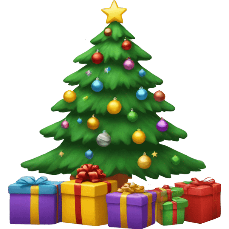 A Christmastree with presents underneeth emoji