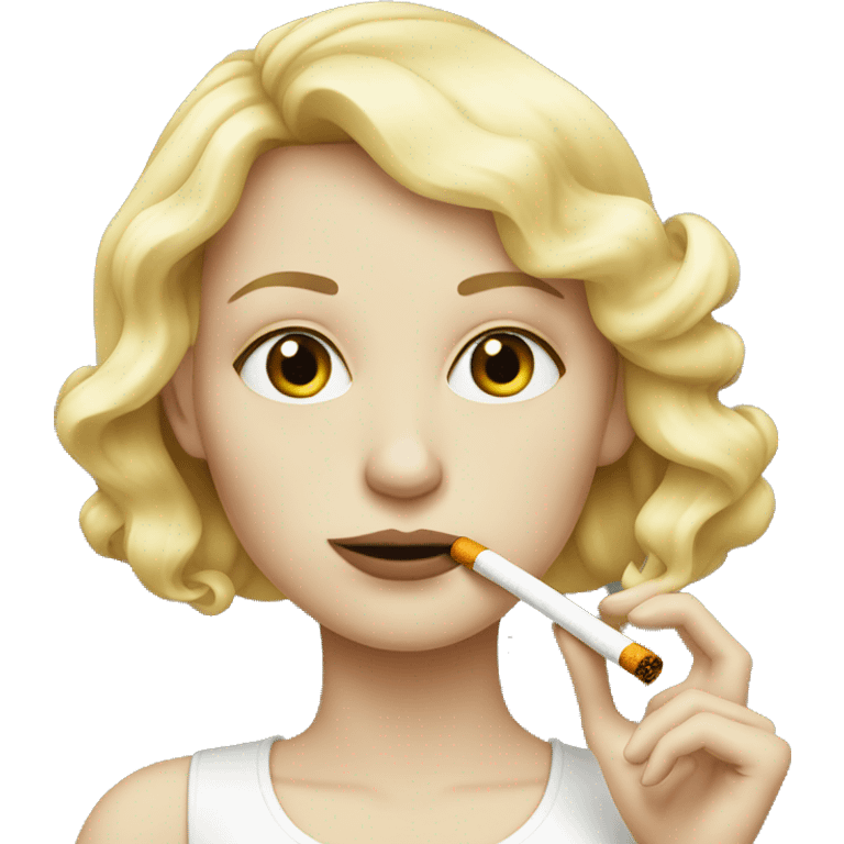 blonde, really pale girl smoking a cig  emoji