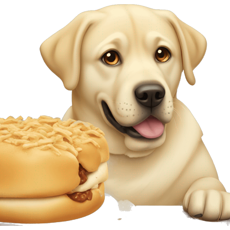 really fat Labrador eating ￼ emoji