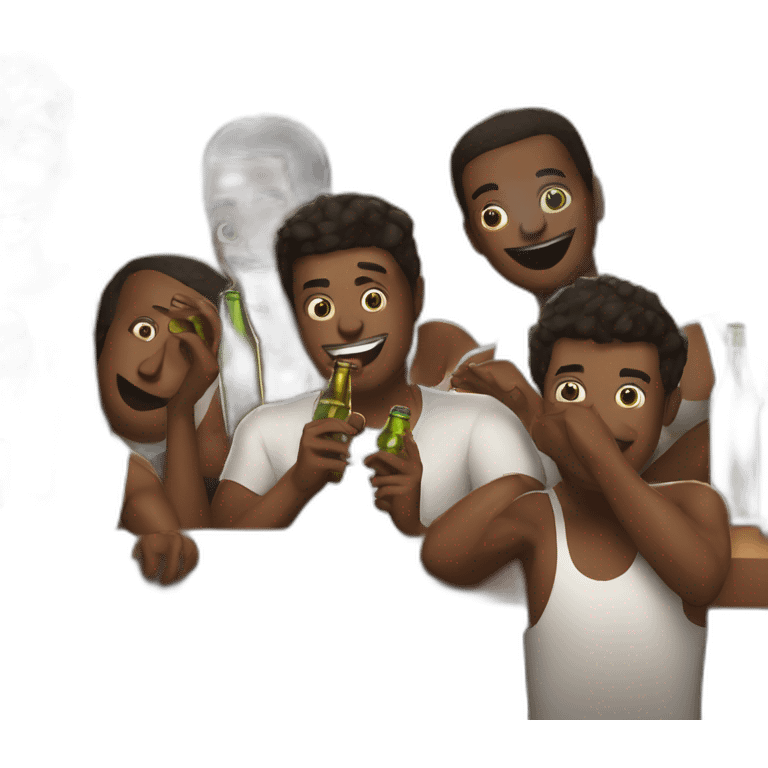 Group of guys pop bottles in nightclub emoji