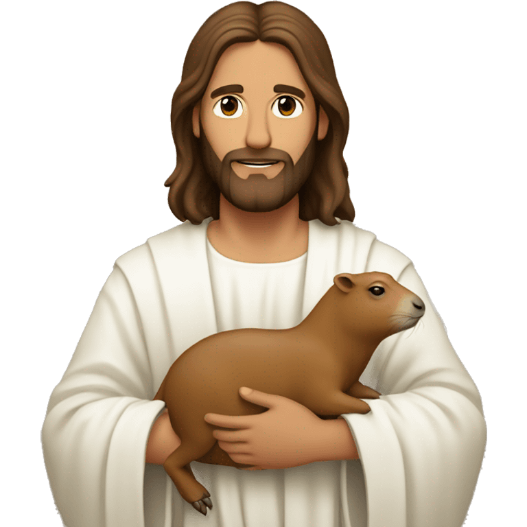 jesus christ holding a capybara  emoji