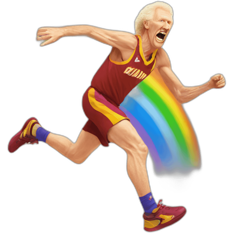 Bill Walton chasing a rainbow emoji