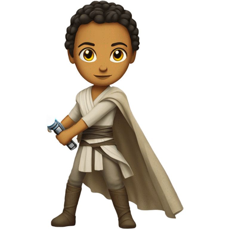 rey skywalker holding a yellow lightsaber emoji