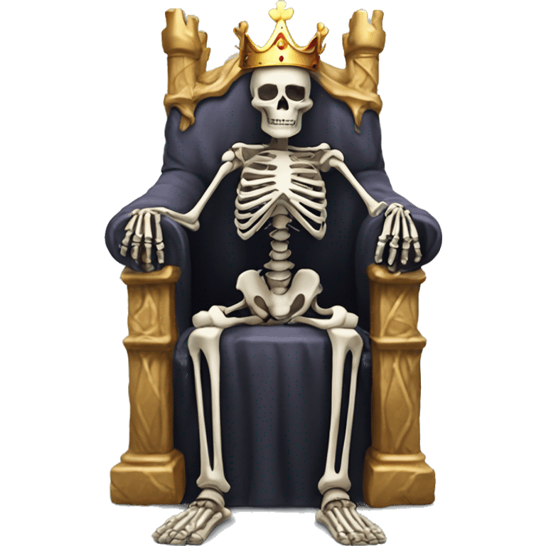 skeleton king waering a crown sat on a throne emoji