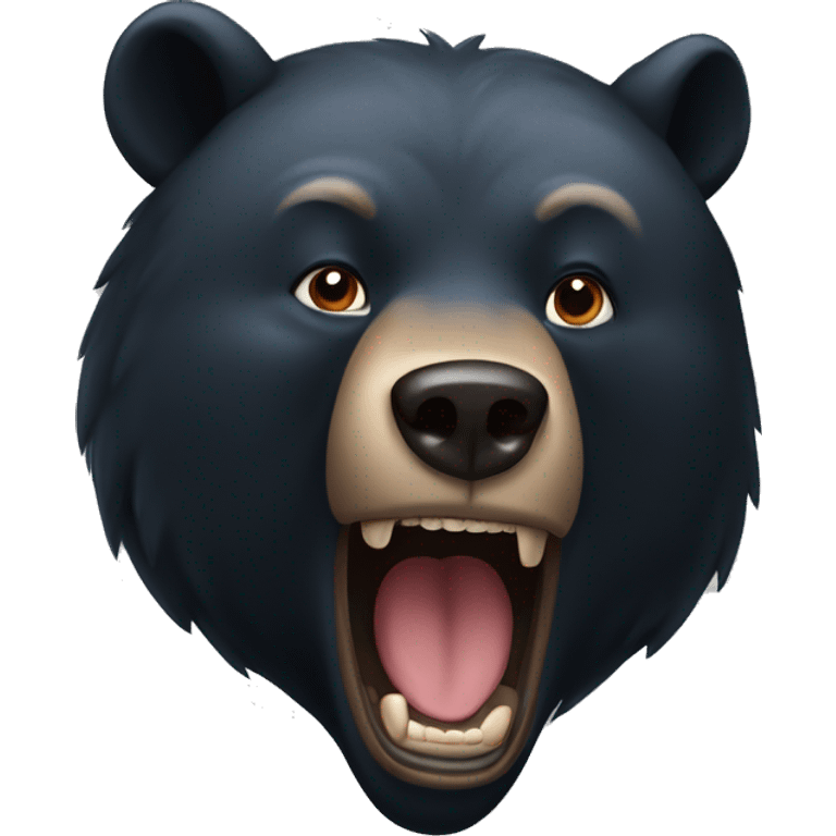 The fierce expression of a black bear emoji