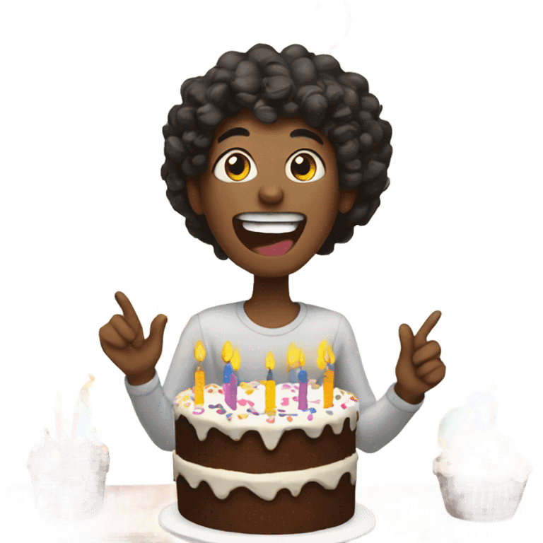 Happy birthday with cake emoji