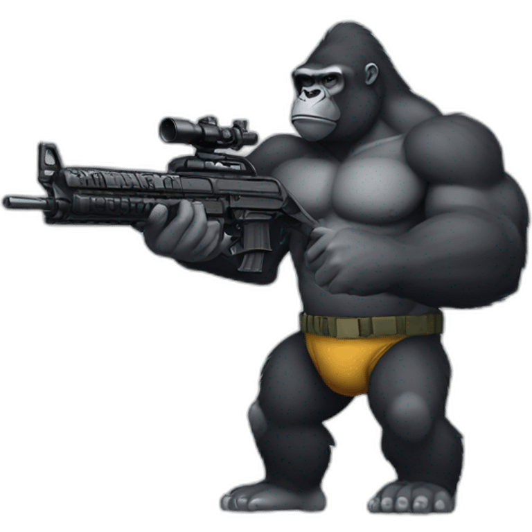 Big Buff Gorilla holding an AR-15 gun emoji