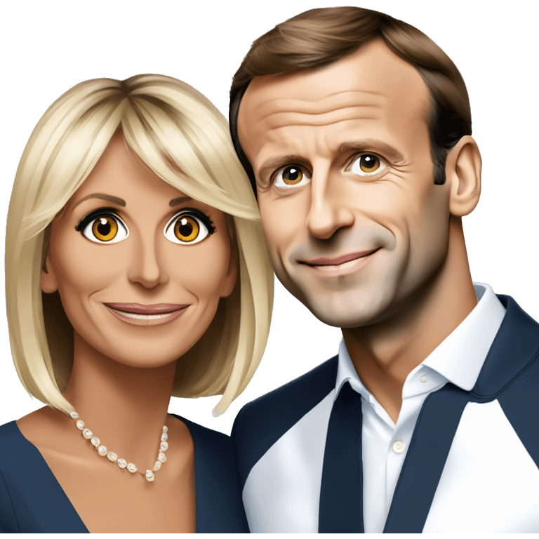 Portrait of Emmanuel Macron with Brigitte Macron emoji