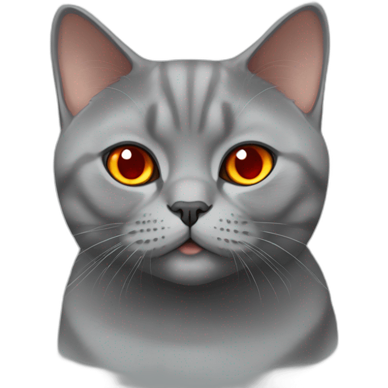 british shorthair cat in red with orange eyes emoji