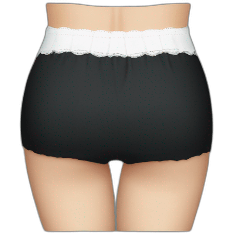 white-knickers-stockings-black-skirt rear view emoji