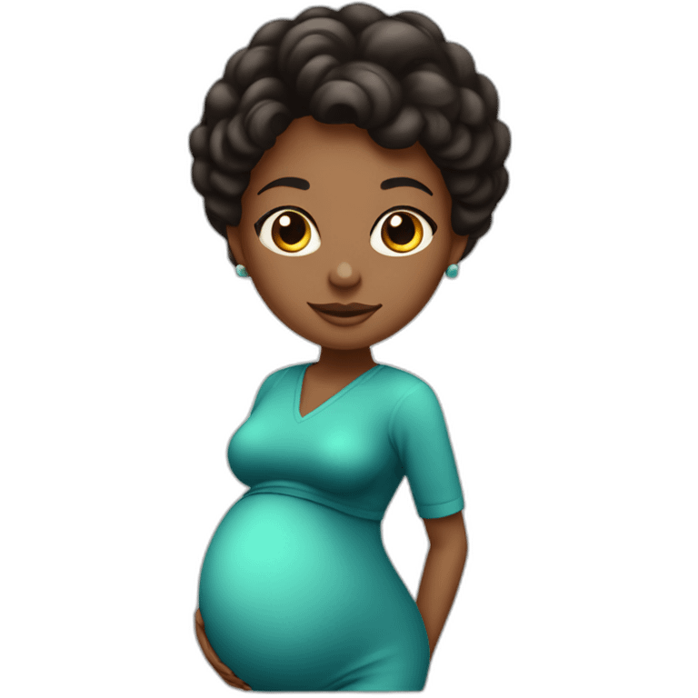 One full body black pregnant lady short blackish brownish 4c hair mid 20’s emoji