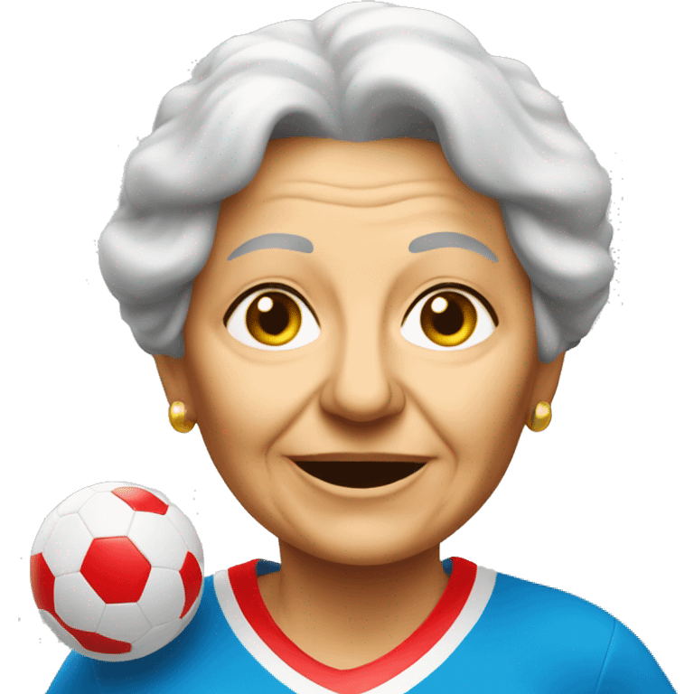 Old Italian Lady playing soccer emoji