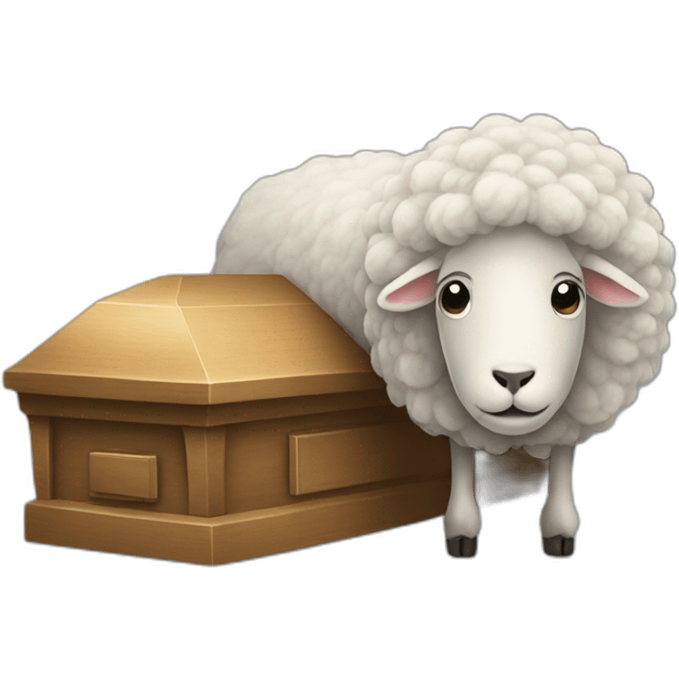 Sheep next to a coffin emoji