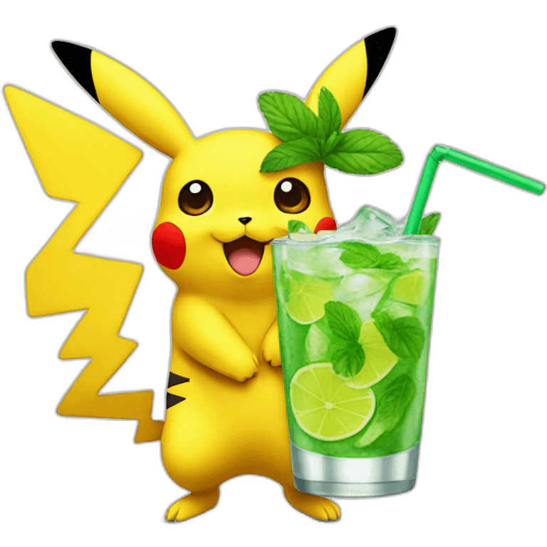 Pikachu with mojito emoji