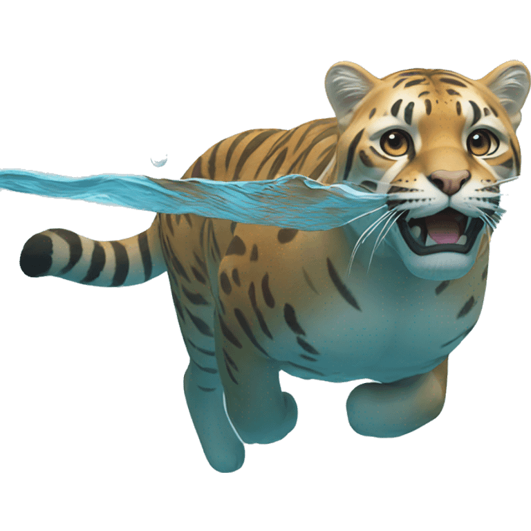 very big cat swimming emoji