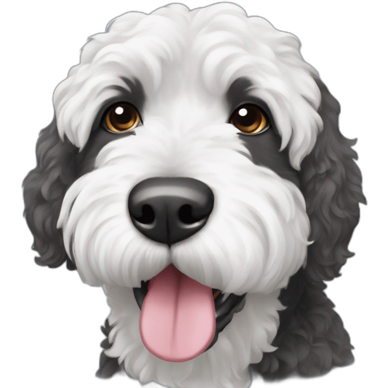 black Portuguese water dog white chin emoji