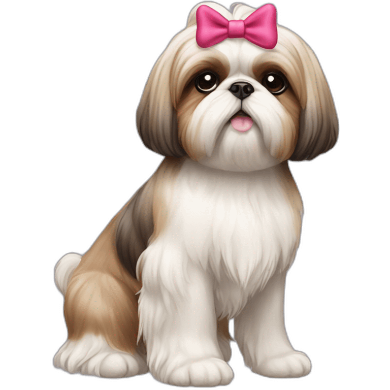 Dog Shih Tzu with a bow on head full-body emoji