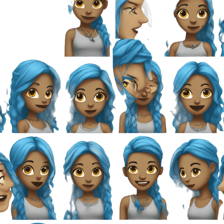 girl with blue hair and face piercings  emoji